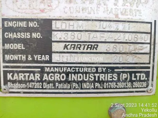 करतार Kartar 360 TAF Combine Harvester