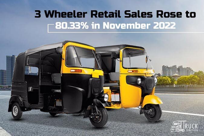 3 Wheeler Retail Sales Rose to 80.33% in November 2022