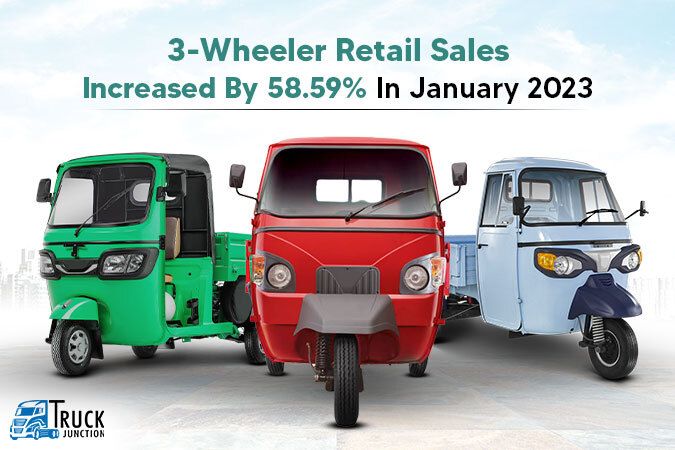 Retail 3-Wheeler Sales increased with 58.59% in January 2023