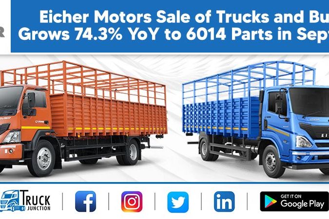 Eicher Motors sale of trucks and buses grows 74.3% YoY to 6014 parts in Sept 2021